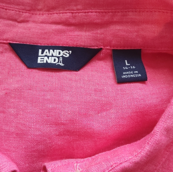 Lands' End Bold Pink Collared Shirt - Picture 10 of 10
